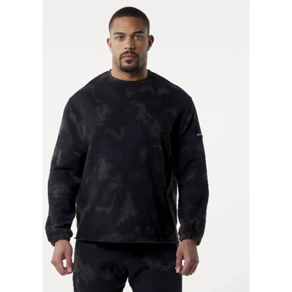 Alphalete Men’s Washed Raw - Cut Sweater - Faded Black, Size XL